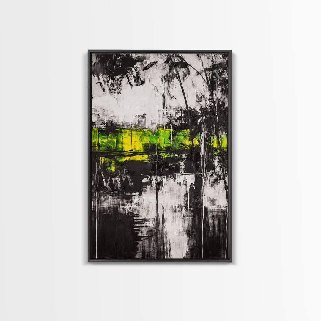 Abstract Forest, Black and White Art, Moody Nature Painting, Contemporary Wall Decor, Modern Office Art, Canvas Print