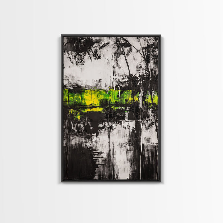 Abstract Forest, Black and White Art, Moody Nature Painting, Contemporary Wall Decor, Modern Office Art, Canvas Print