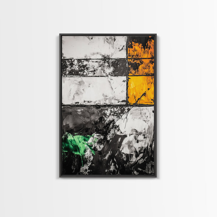 Vibrant Abstract Landscape, Blue Green Art, Framed Canvas Print, Modern Wall Decor, Nature Inspired Painting, Living Room Artwork