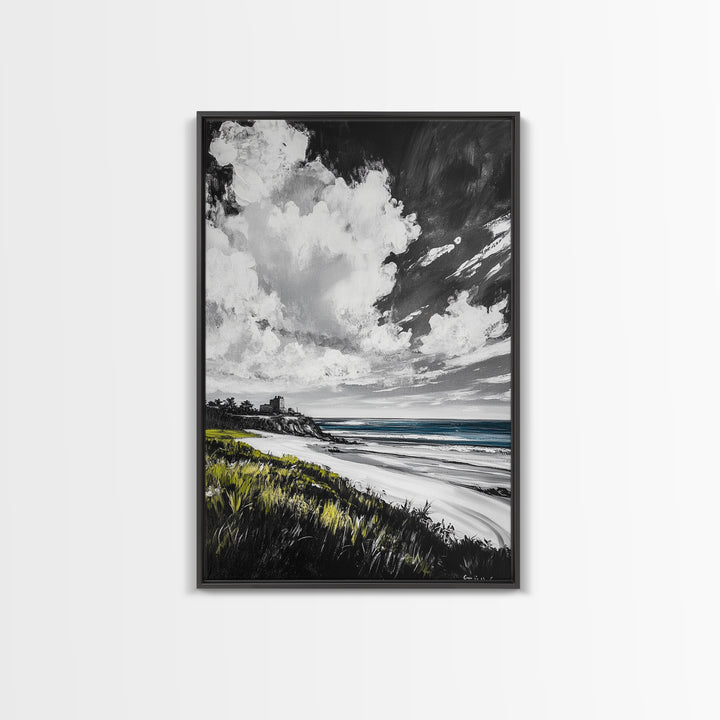 Castle View, Dramatic Seascape Art, Coastal Landscape Print, Nautical Decor, Ocean Lover Gift, Framed Canvas Print, Travel Aesthetic