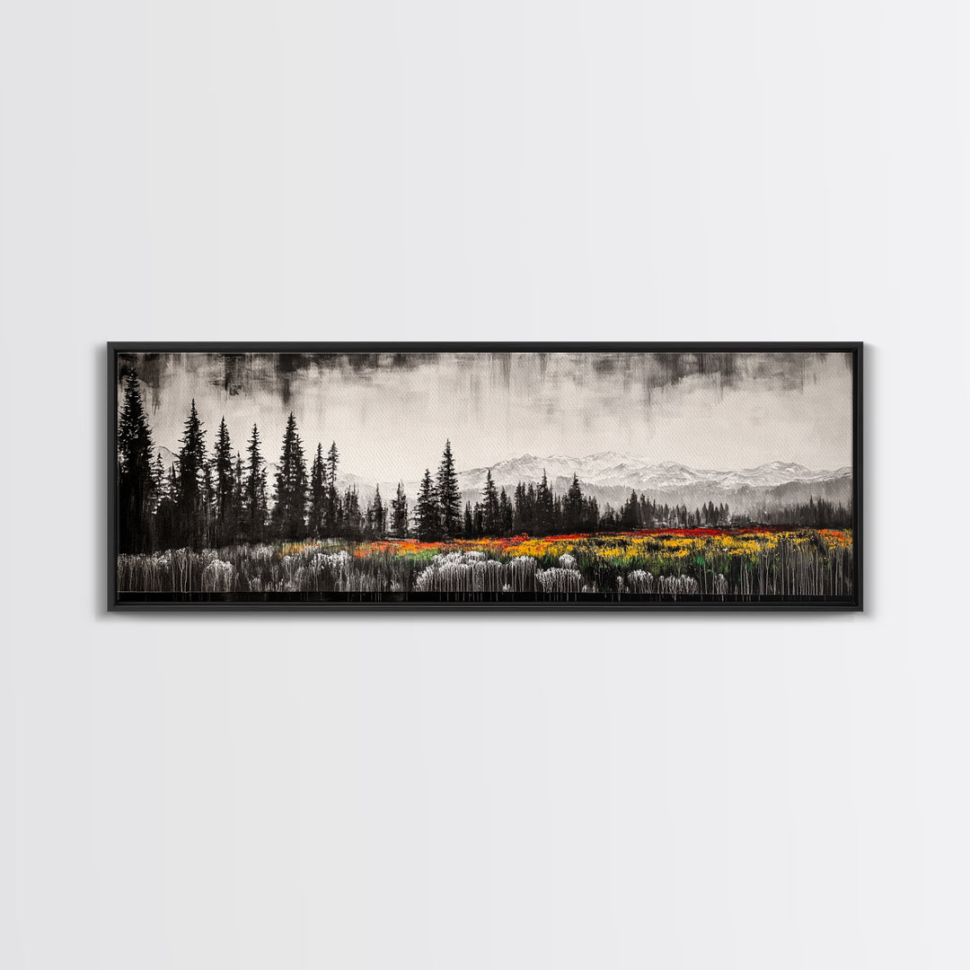 Mountain Landscape, Black and White Wall Art, Modern Nature Print, Rustic Living Room Decor, Autumn Canvas Print, Large Wall Art