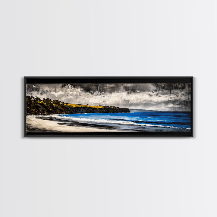 Rocky Shoreline, Stormy Coast, Ocean View, Coastal Canvas Print, Moody Landscape, Framed Canvas Print, Living Room Art, Nature Wall Decor