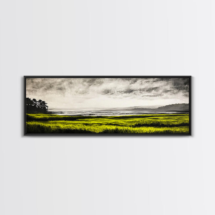 Rolling Hills, Golden Grasslands, Nature Painting, Framed Canvas Print, Rustic Decor, Large Landscape Art, Serene Home Wall Art