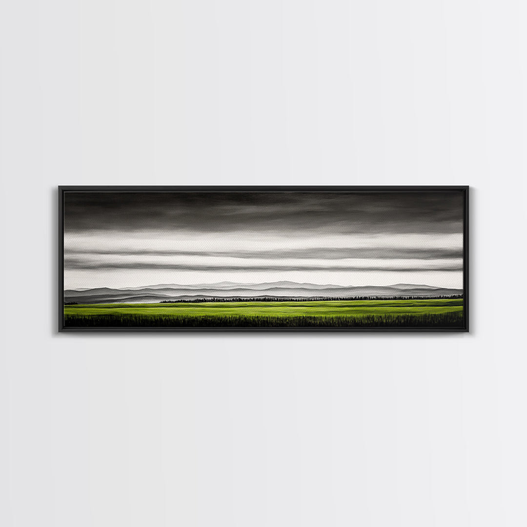Rolling Hills, Green Fields, Minimalist Landscape, Canvas Print, Nature Wall Art, Modern Farmhouse, Rustic Decor, Office Aesthetic