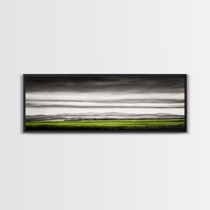 Rolling Hills, Green Fields, Minimalist Landscape, Canvas Print, Nature Wall Art, Modern Farmhouse, Rustic Decor, Office Aesthetic