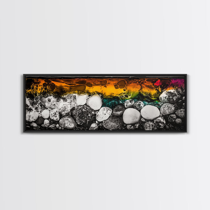 Abstract Stones, Modern Art, Vibrant Wall Decor, Canvas Print, Black White Orange, Office Art, Contemporary Home Decor, Large Wall Art
