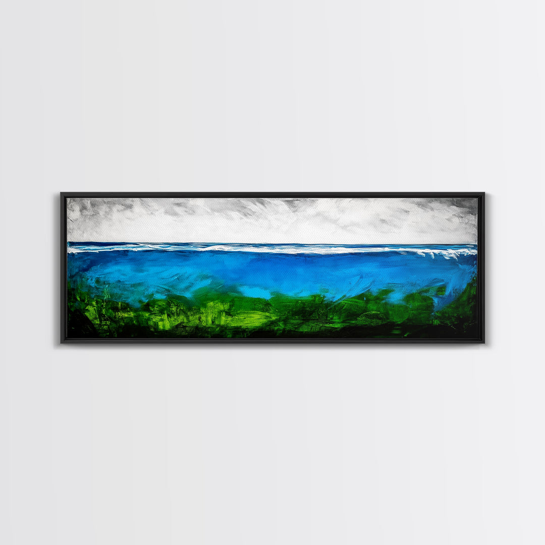 Deep Blue Ocean, Underwater Wall Art, Coastal Decor, Tranquil Seascape, Modern Beach Art, Large Canvas Print, Living Room Art