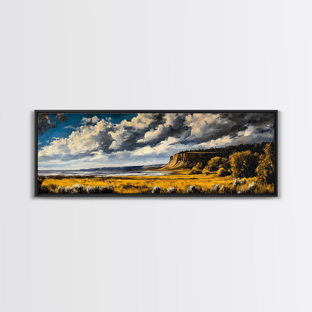 Dramatic Cliffs, Western Landscape, Bold Sky Art, Rustic Decor, Large Landscape Print, Wilderness Wall Art, Framed Canvas Print, Office Art