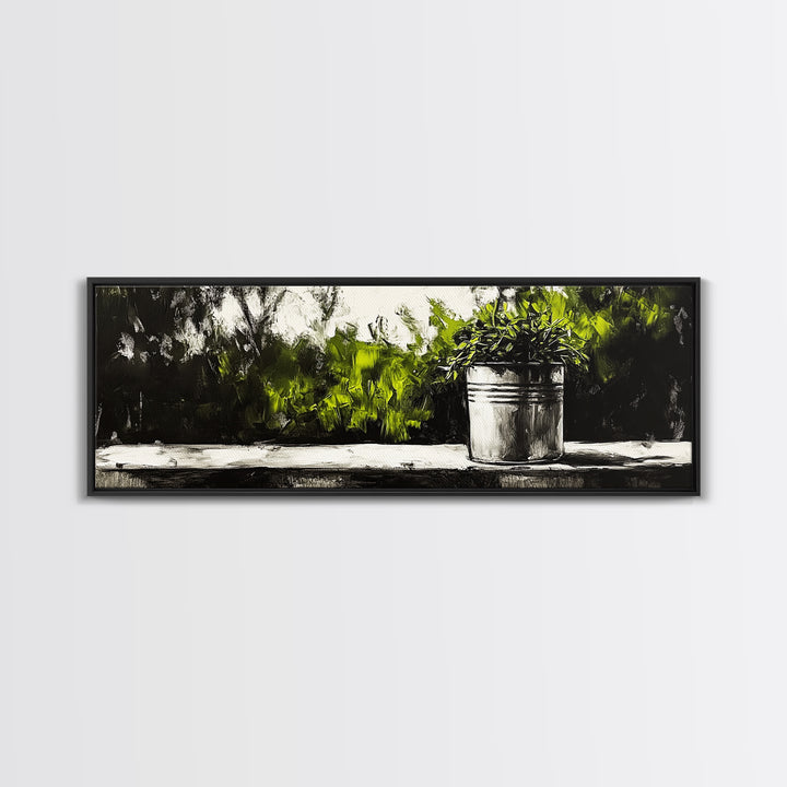 Potted Plant, Botanical Wall Art, Greenery Decor, Modern Minimalist Painting, Nature Inspired Home, Kitchen Wall Print, Canvas Print