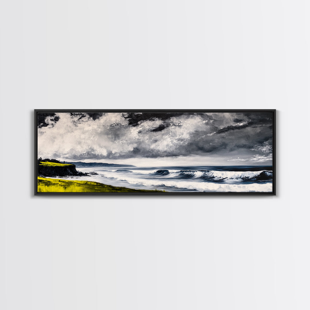 Stormy Waves, Coastal Landscape, Dramatic Ocean, Canvas Print, Nautical Wall Art, Beach House Decor, Seascape Painting, Living Room Art