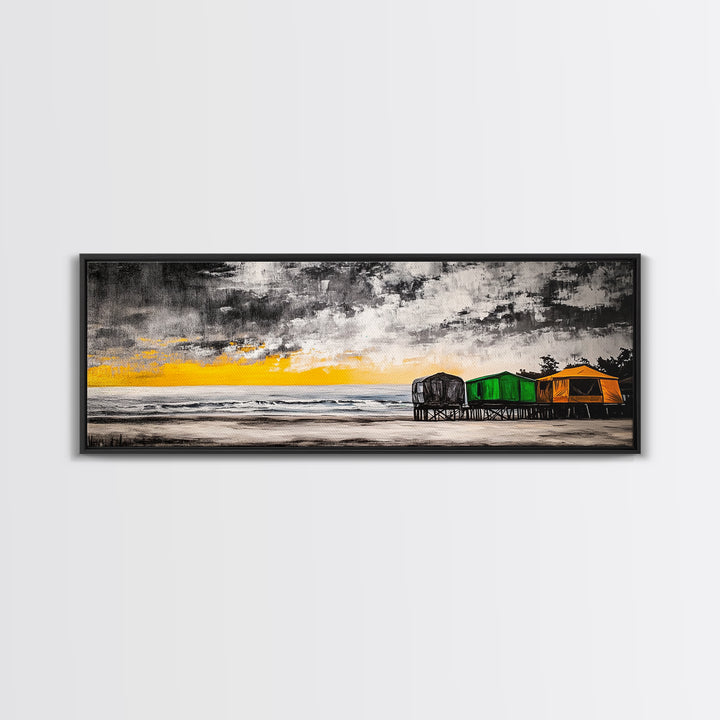 Coastal Retreat, Beach House Decor, Ocean Art, Canvas Print, Tropical Sunset Painting, Seaside Landscape, Serene Beach Art, Nautical Wall Art