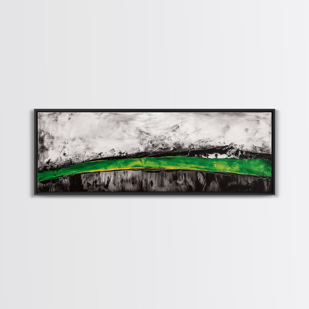 Bold Green Landscape, Abstract Horizon Art, Contemporary Nature Painting, Earthy Wall Decor, Office Wall Art, Framed Canvas Print