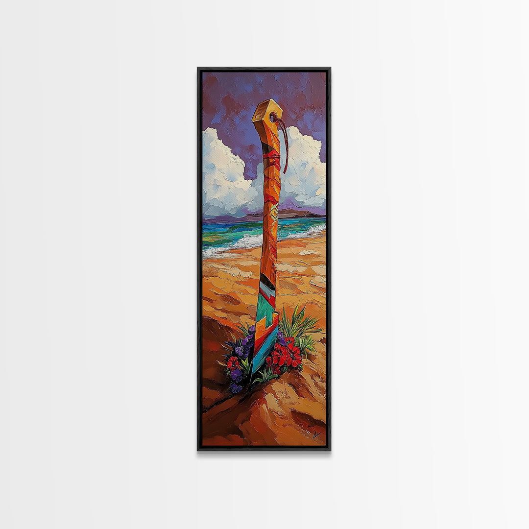 Beach Sword, Coastal Flowers, Tropical Beach Art, Vibrant Ocean Decor, Nautical Boho Style, Entryway Accent, Canvas Print