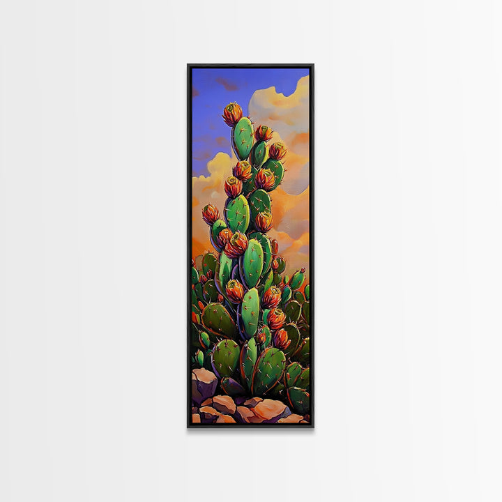 Cactus Bloom, Desert Art, Vibrant Southwestern Nature Decor, Boho Plant Lover Gift, Rustic Living Room Style, Canvas Print