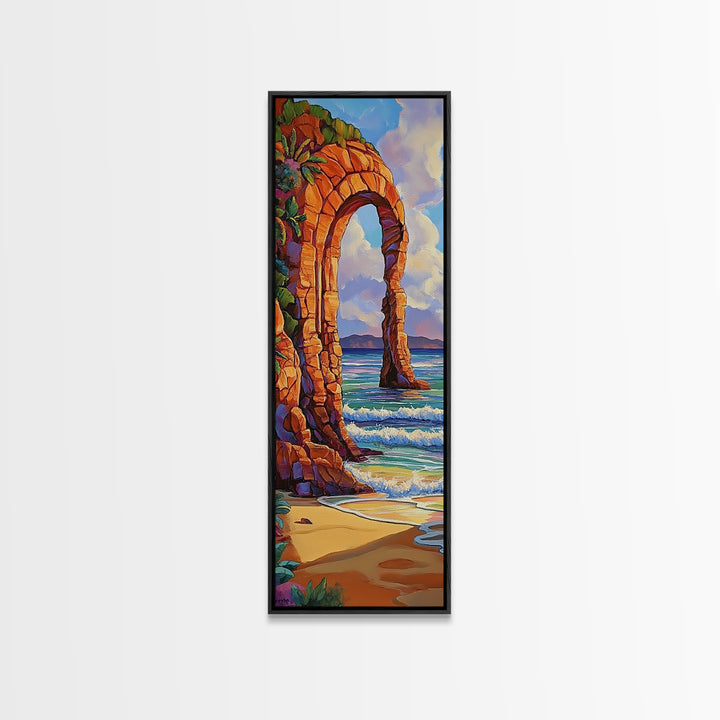 Ocean Arch, Coastal Vibes, Nature Escape, Canvas Print, Coastal wall art beach scene, vibrant seascape painting, boho bedroom decor
