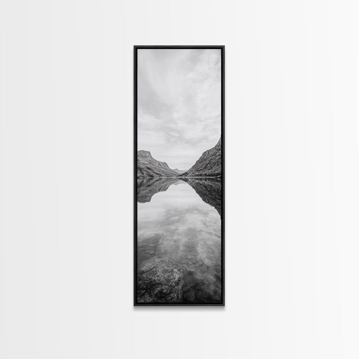 Mountain Lake, Glassy Water, Serene Reflection, Canvas Print, Bedroom Wall Art, Nature Photography, Minimalist Decor, Tranquil Vibe