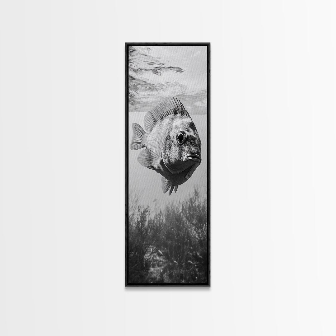 Underwater Fish, Ocean Life, Marine Focus, Canvas Print, Coastal Kitchen Wall Art, Modern Aquarium Decor, Minimalist Ocean Photography