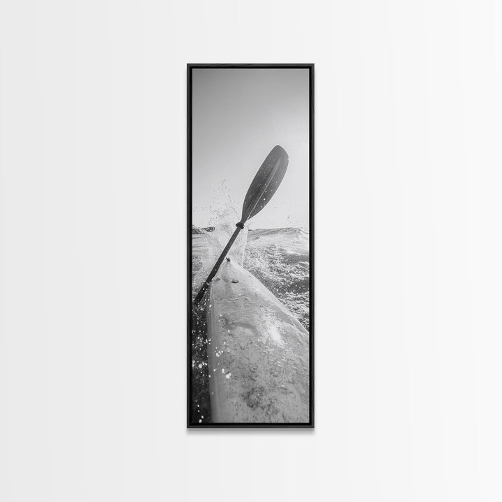 Kayak Adventure, Water Splash, Paddle Motion, Framed Canvas Print, Outdoor Man Cave Art, Action Wall Decor, Nautical Photography, Man Cave