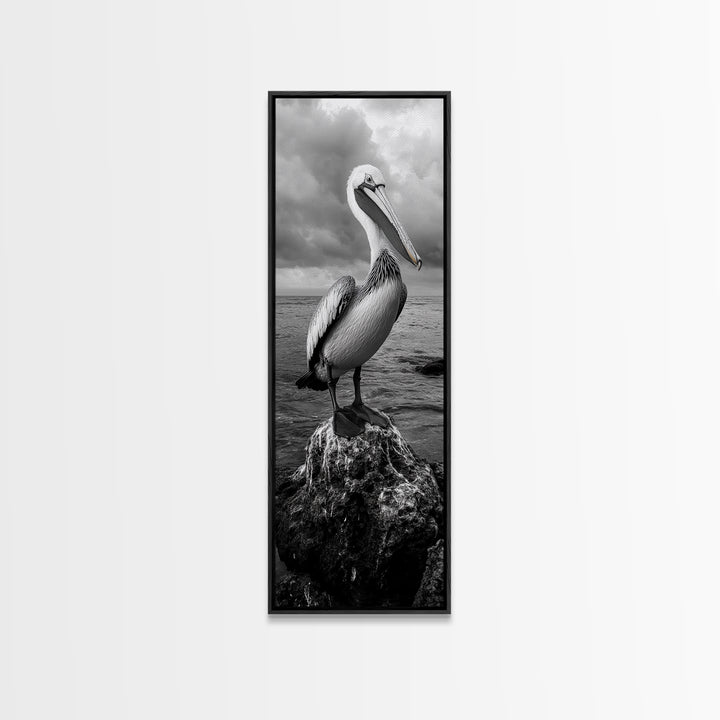 Coastal Bird Portrait, Ocean Wildlife, Nature Decor, Minimalist Art, Framed Canvas Print, Beach House Bathroom Wall Art, Living Room Art