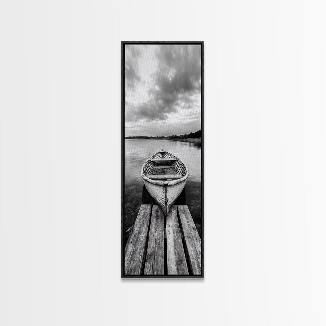 Rowboat Reflection, Still Water, Lake Life, Canvas Print, Rustic Cabin Wall Art, Nature Photography, Bedroom Art, Den Lakehouse Decor