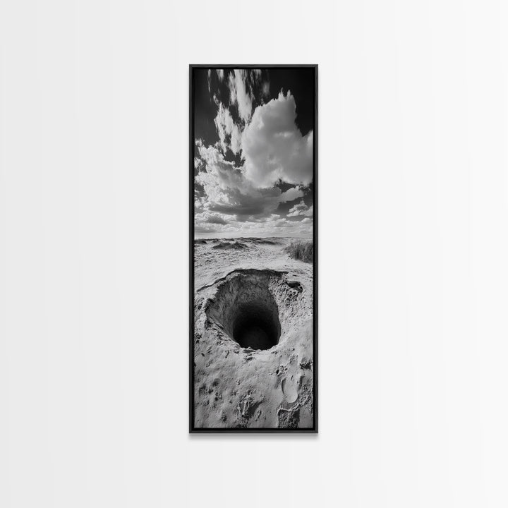 Desert Sinkhole Scene, Mysterious Landscape, Surreal Earth Art, Framed Canvas Print, Moody Bedroom Print, Office Wall Art, Cabin Wall Art