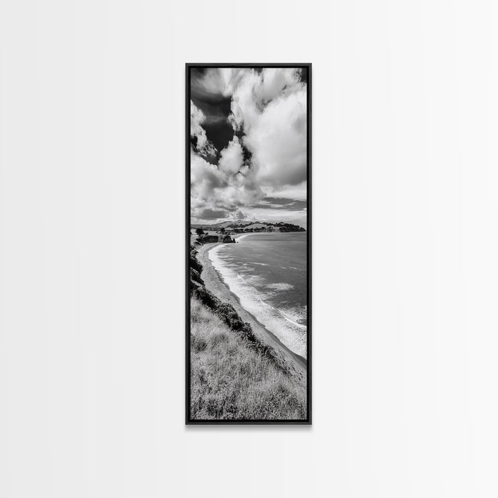 Seaside Cliffs, Rolling Hills, Dramatic Clouds, Framed Canvas Print, Country Landscape Art, Living Room Wall Art, Modern Rustic Decor