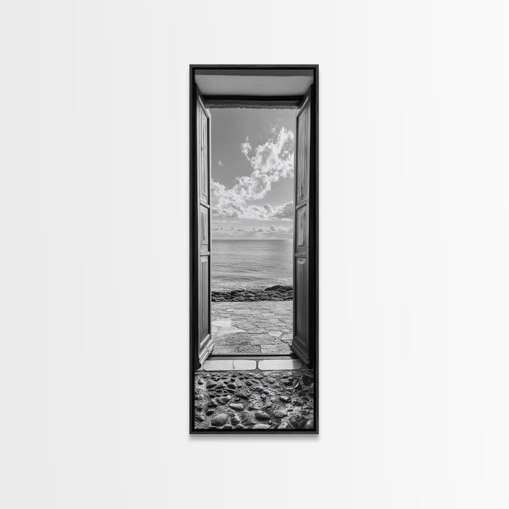 Open Door View, Sea Horizon Art, Dreamy Ocean Photography, Modern Entryway Decor, Framed Canvas Print, Minimalist Style Seascape