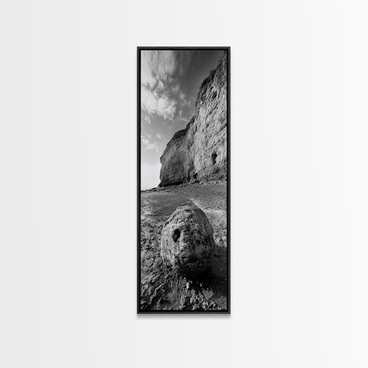Seaside Cliffs, Coastal Rock, Rugged Beauty, Framed Canvas Print, Nature Wall Art, Rustic Beach Decor, Boho Vibe, Earthy Textures