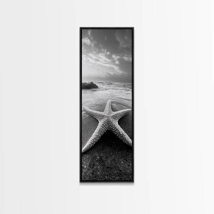 Ocean Star, Sea Life, Coastal Serenity, Marine Beauty Framed Canvas Print, Beach House Wall Art, Coastal Nautical Bathroom Decor