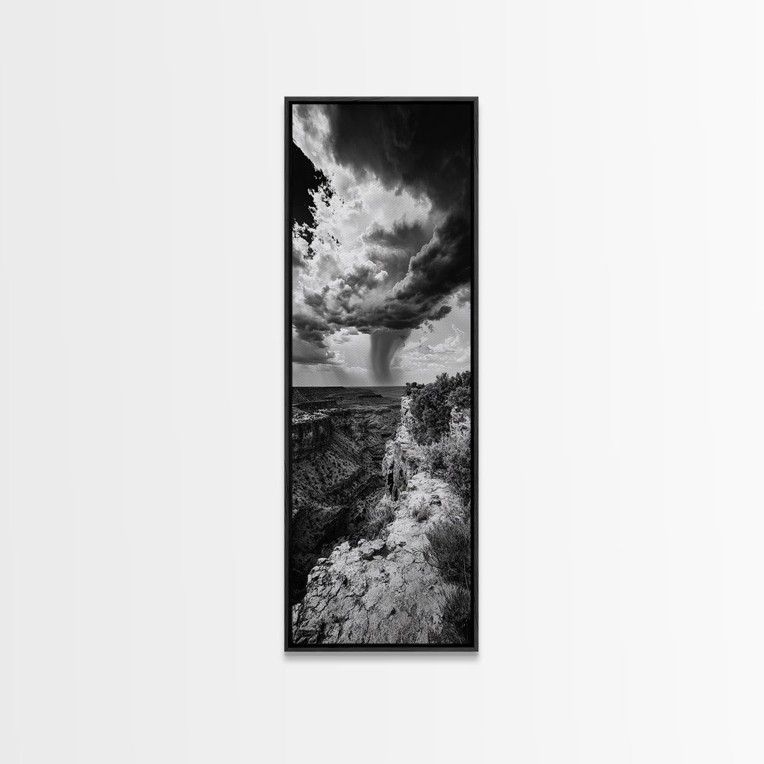 Storm Power, Canyon Rain, Desert Clouds, Monsoon Drama, Framed Canvas Print, Southwestern Wall Art, Moody Living Room Decor