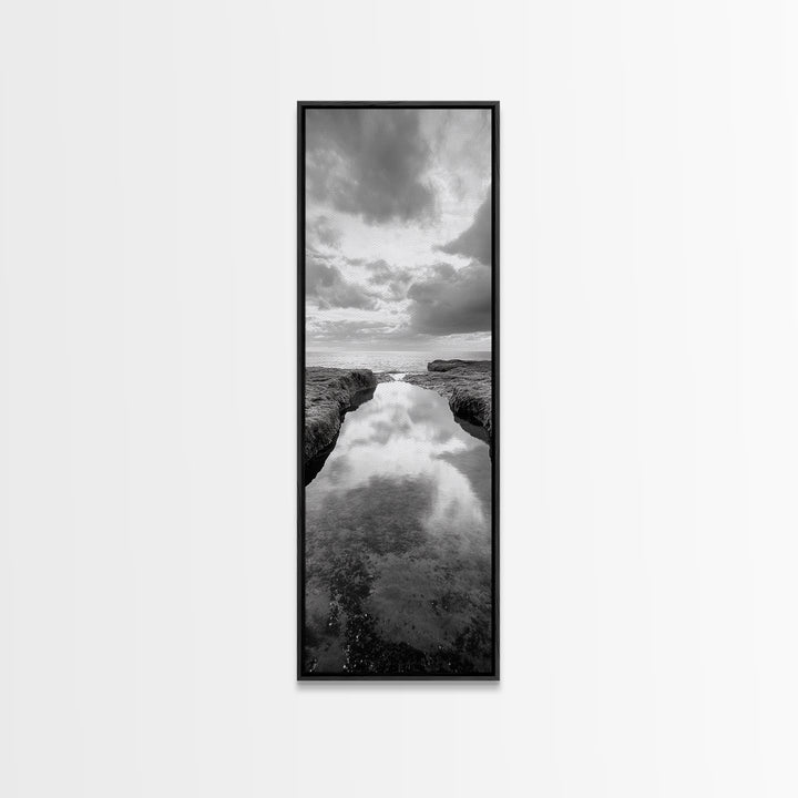 Tidal Pool, Ocean Reflection, Shore Calm, Seascape Beauty, Canvas Print, Minimalist Bathroom Art, Coastal Vibes, Tranquil Decor