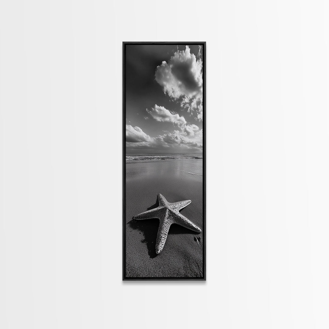 Starfish Beach, Shoreline Calm, Ocean Minimalism, Canvas Print, Coastal Living Room Wall Art, Nautical Bathroom Decor, Beach House Style