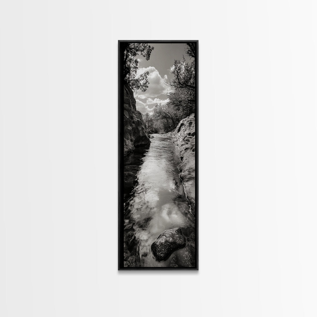 Mountain Stream, Flowing Water, Canyon Trail, Canvas Print, Nature Adventure Art, Rustic Cabin Decor, Bathroom Wall Accent, Entryway Accent