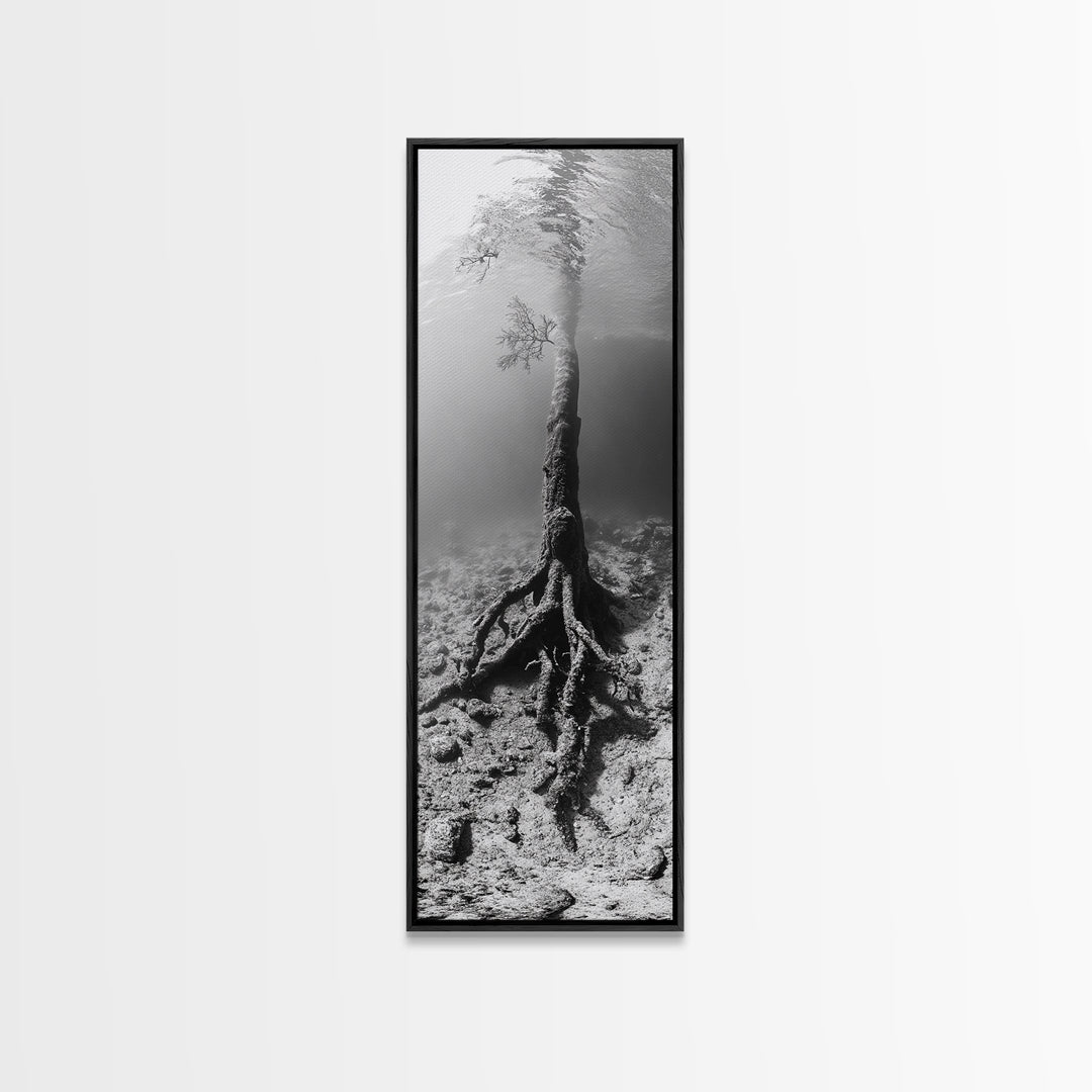 Surreal Tree Roots, Underwater Tree Art, Dreamy Forest Print, Nature Photography, Living Room Wall Decor, Framed Canvas Print
