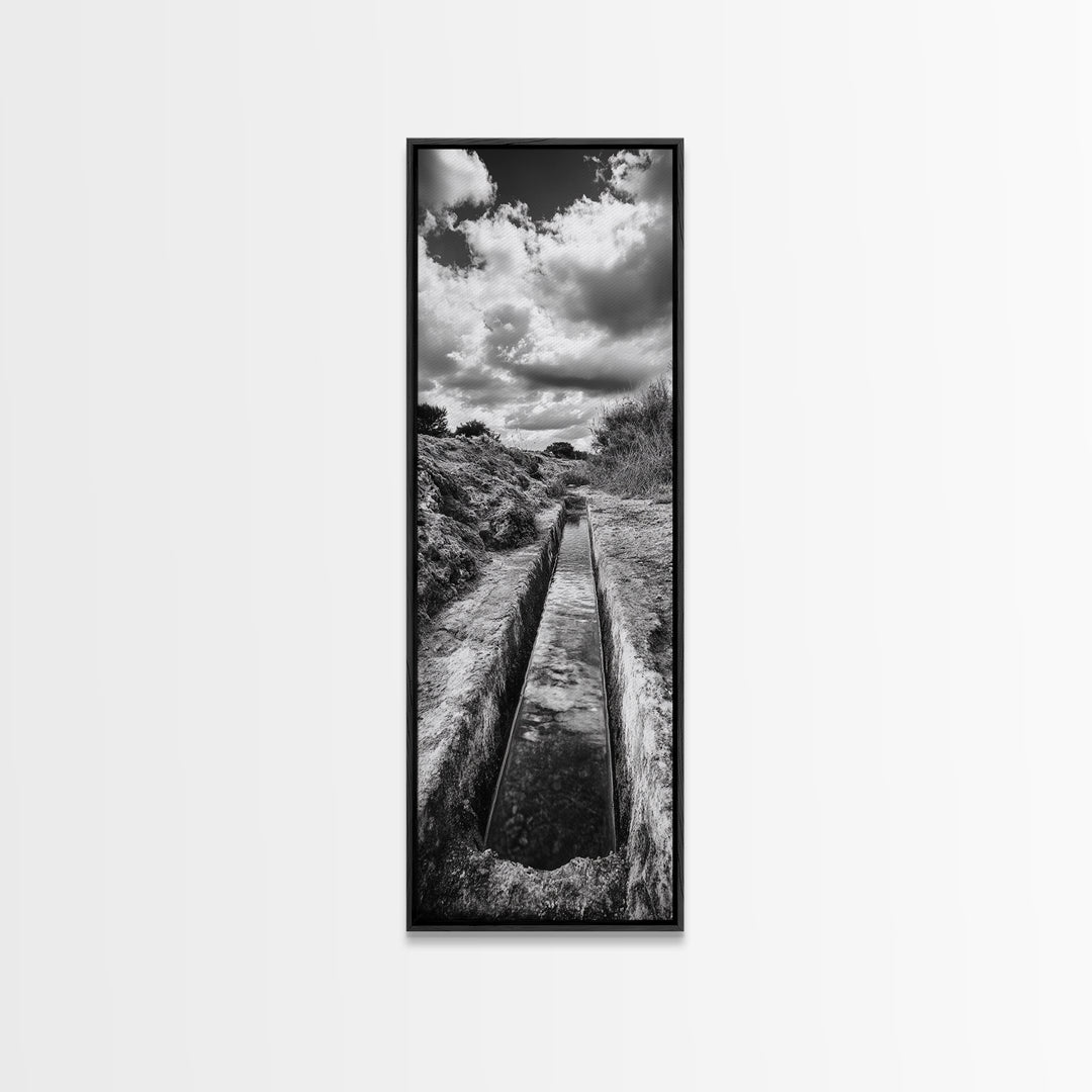 Stone Water Channel, Ancient Pathway Art, Moody Landscape Photography, Historical Wall Decor, Study or Hallway Accent, Canvas Print