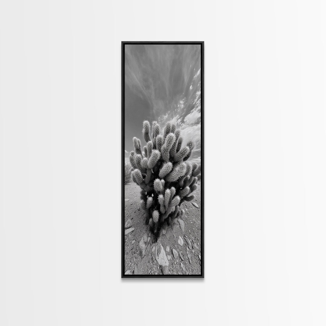 Desert Cactus, Nature Photography, Black White Art, Canvas Print, Boho Western Wall Decor, Modern Rustic Living Room Art, Nature Print