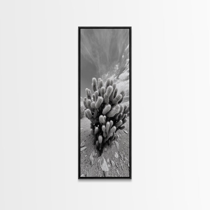 Desert Cactus, Nature Photography, Black White Art, Canvas Print, Boho Western Wall Decor, Modern Rustic Living Room Art, Nature Print