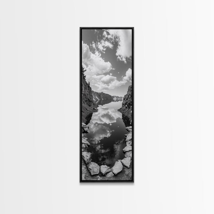 Lake Reflection, Mountain View, Cloud Mirror, Canvas Print, Peaceful Nature Scene, Bedroom Wall Art, Modern Rustic Landscape Decor