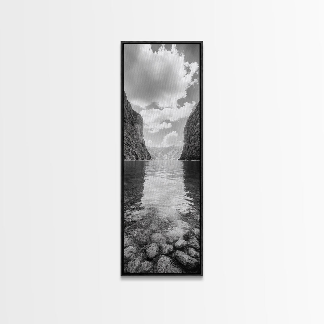 Canyon Lake, Majestic Water, Mountain Reflections, Nature Serenity, Minimalist Art, Canvas Print, Living Room Wall Art, Adventure Vibes