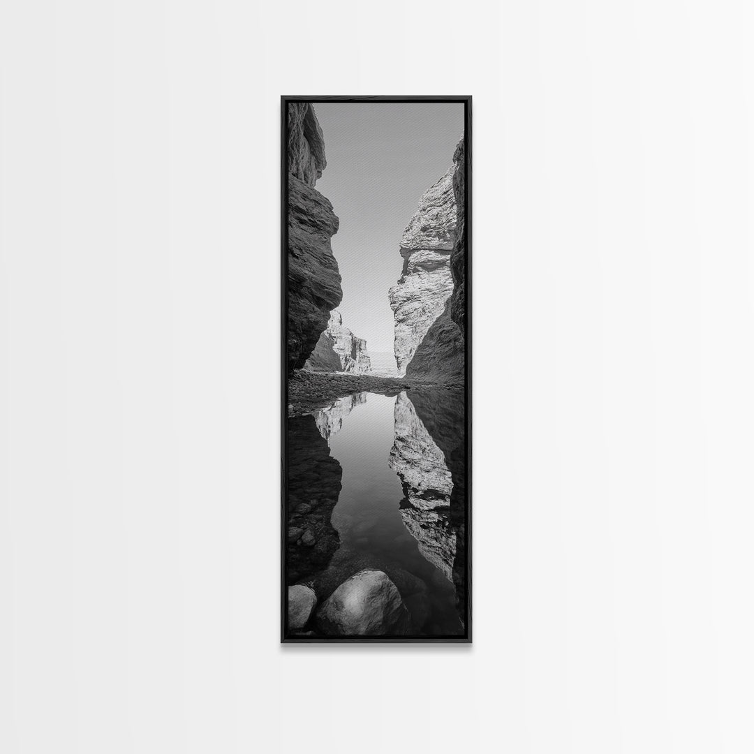 Rock Reflection Pool, Nature Canyon Wall Art, Tranquil Landscape Photography, Framed Canvas Print, Zen Wall Decor, Bedroom Artwork