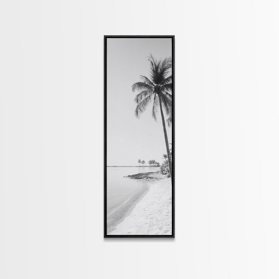 Coastal Palm Trees, Tropical Minimalist Print, Modern Beach Decor, Neutral Wall Art, Framed Canvas Print, Dining Room Summer Vibe