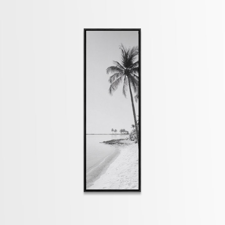Coastal Palm Trees, Tropical Minimalist Print, Modern Beach Decor, Neutral Wall Art, Framed Canvas Print, Dining Room Summer Vibe