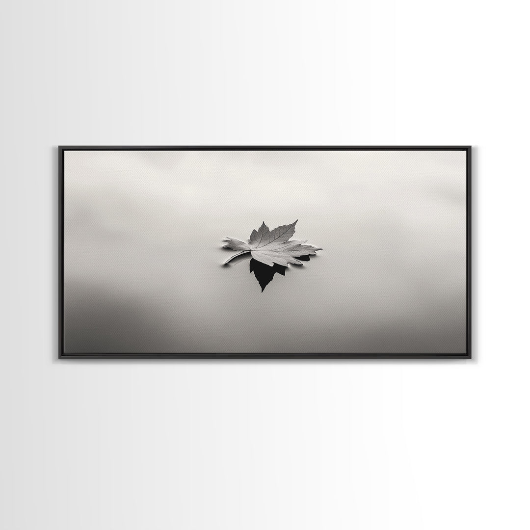 Autumn Leaf, Tranquil Water, Floating Serenity, Soft Tones Nature Art, Canvas Print, Fall Bedroom Wall Art, Minimalist Style