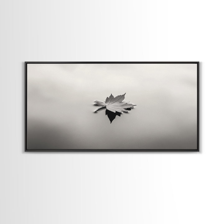 Autumn Leaf, Tranquil Water, Floating Serenity, Soft Tones Nature Art, Canvas Print, Fall Bedroom Wall Art, Minimalist Style