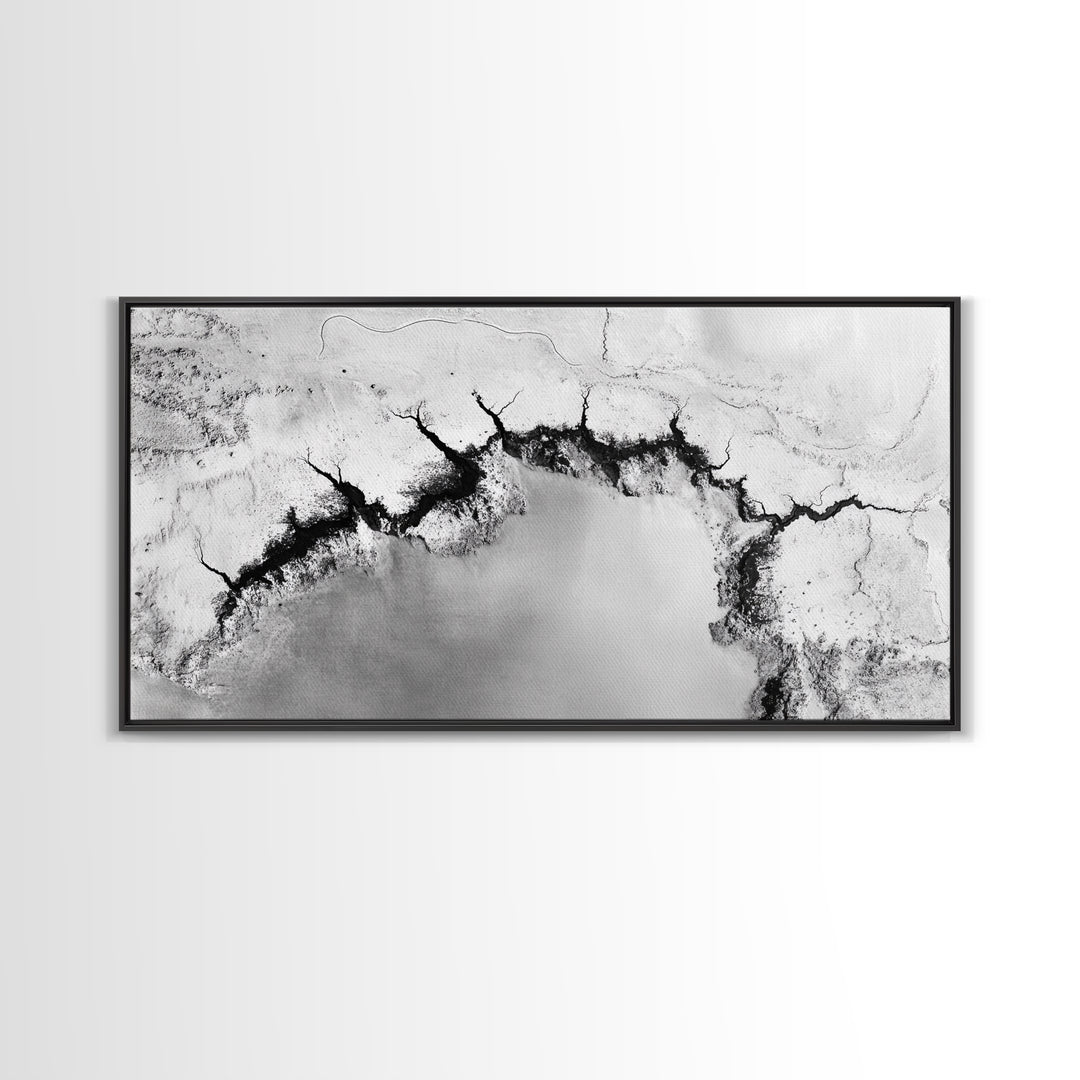 Aerial Desert, Cracked Earth, Modern Texture, Abstract Terrain, Canvas Print, Office Wall Art, Earth Tones, Contemporary Natural Art