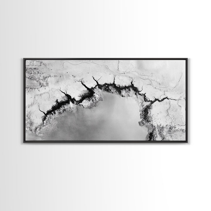 Aerial Desert, Cracked Earth, Modern Texture, Abstract Terrain, Canvas Print, Office Wall Art, Earth Tones, Contemporary Natural Art