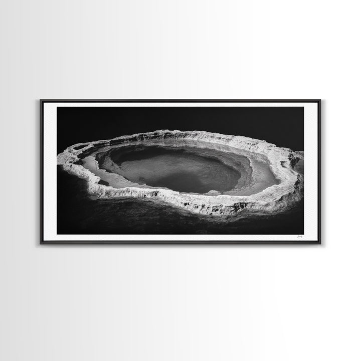 Natural Mineral Pool, Geothermal Abstract, Monochrome Texture, Framed Canvas Print, Minimalist Wall Art, Bathroom or Spa Decor