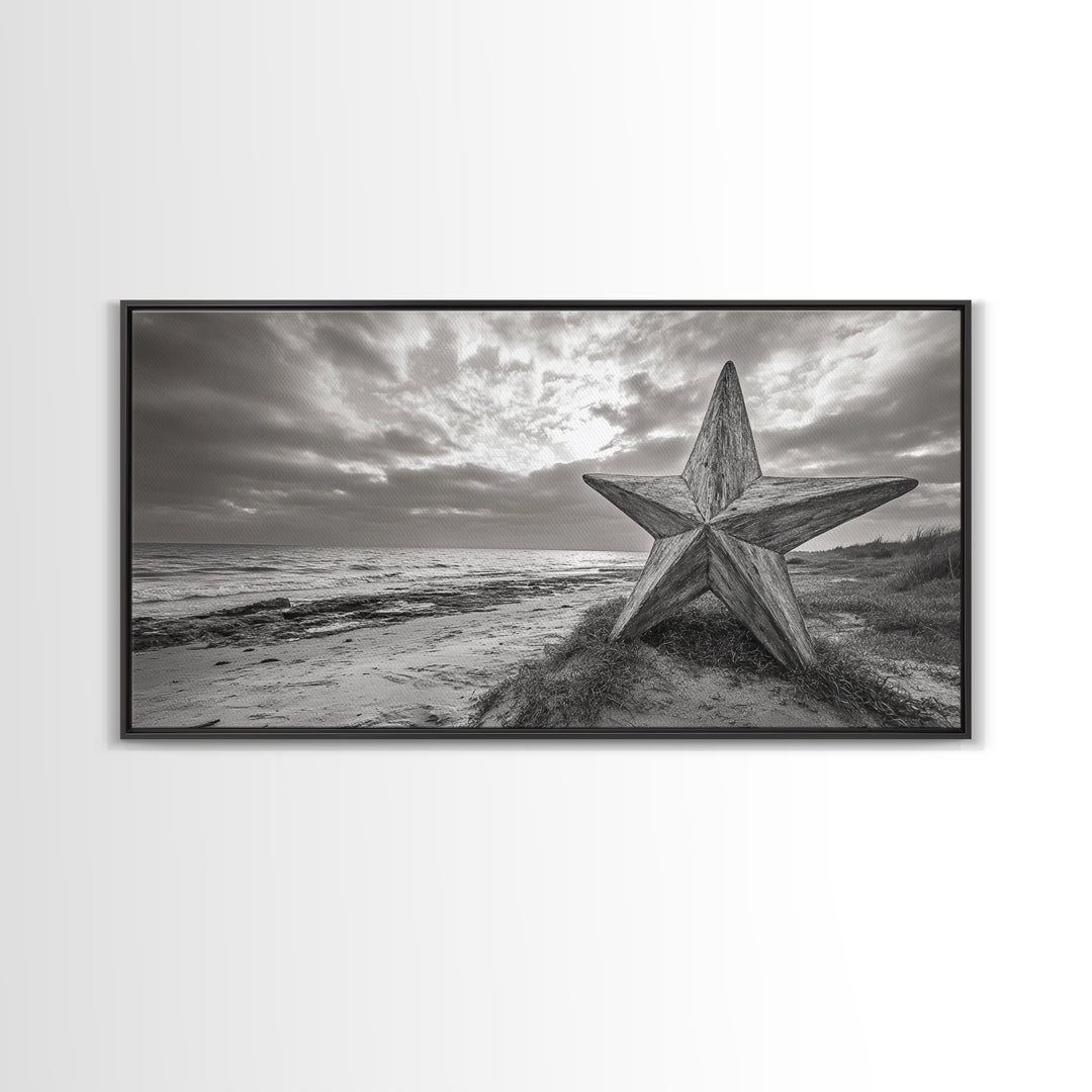 Beach Star, Weathered Wood, Coastal Symbol, Canvas Print, Rustic Seaside Wall Art, Fall Decor, Entryway Or Nautical Living Room Style