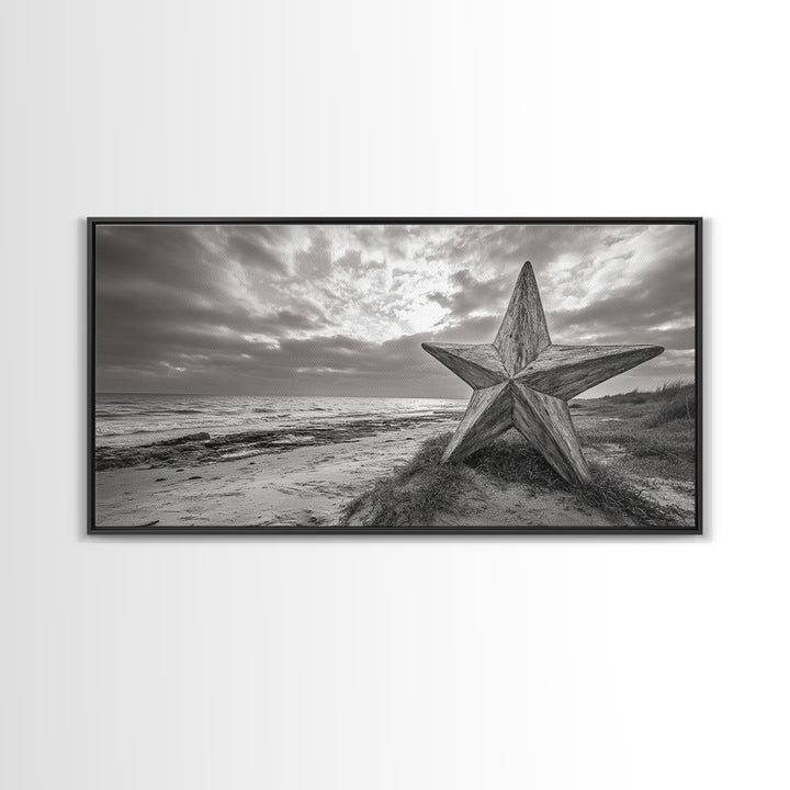 Beach Star, Weathered Wood, Coastal Symbol, Canvas Print, Rustic Seaside Wall Art, Fall Decor, Entryway Or Nautical Living Room Style