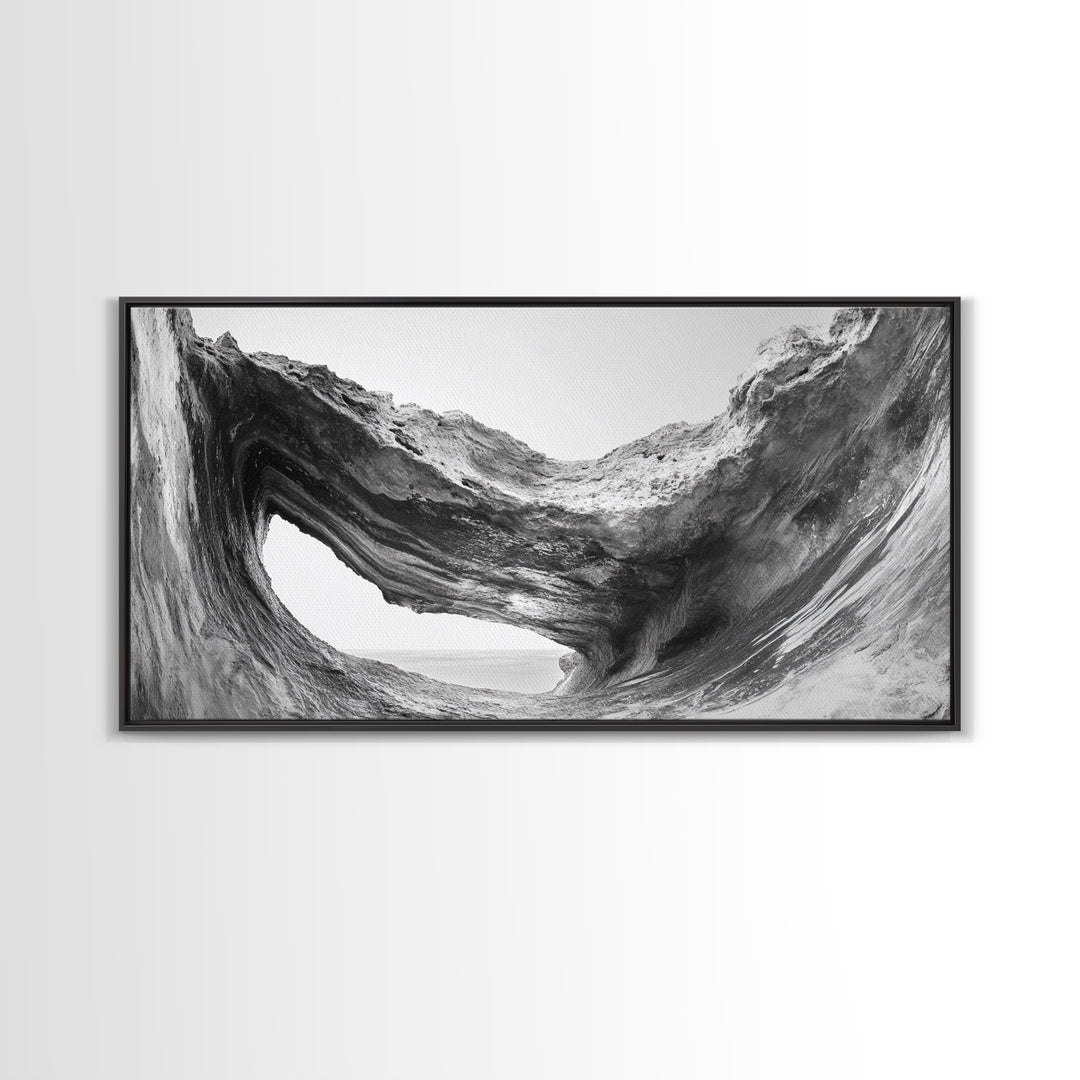 Ocean Cave, Textured Rock, Seaside Mystery, Canvas Print, Coastal Wall Art, Nature Photography, Bathroom Decor, Abstract Sea Cave